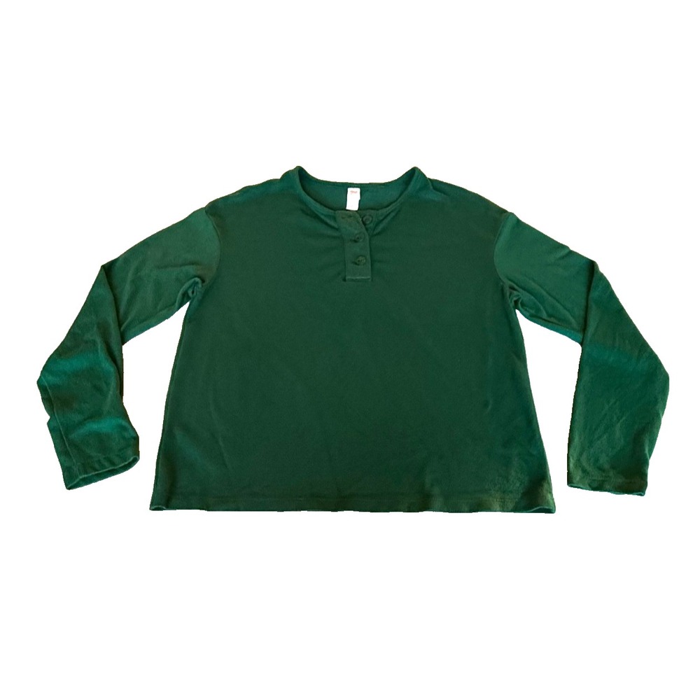 Stars Above Women's Long Sleeve Fleece 1/4 Button Top Green - Size Small